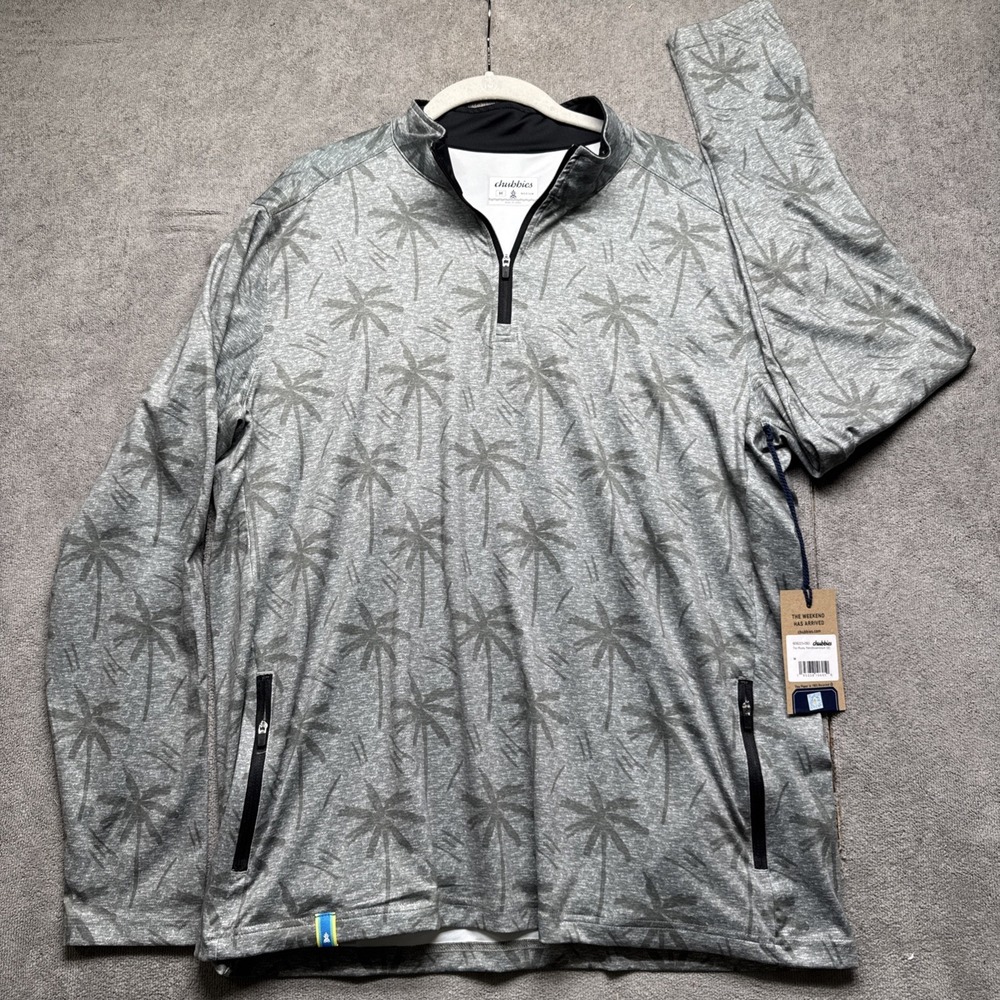 Chubbies Plushy‎ Palm Momentum QZ 1/4 Zip Pullover Men's Medium Tropical Green